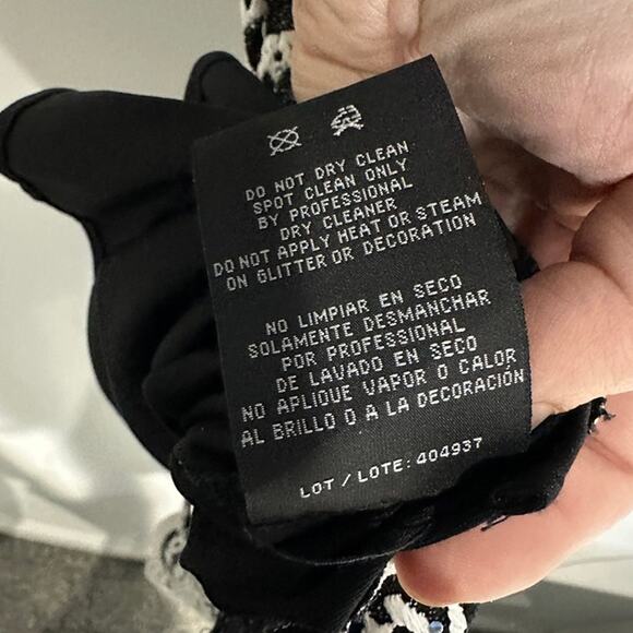 R&M Richards 2 Pcs White Black Lace-like Evening Dress + Jacket, Size 12 Petite - Picture 11 of 12